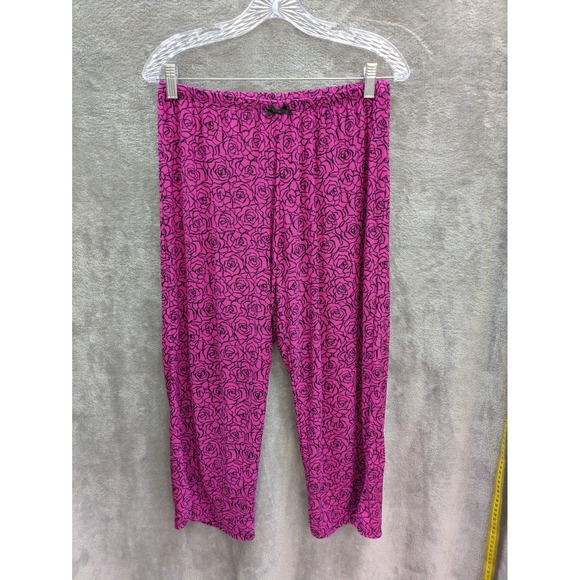 Womens Pajama Outfit Small Floral Print Casual Lightweight Stretch Pinkcore - Picture 7 of 14